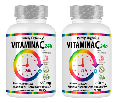 Combo 2 Vitamina C24h De Liberacion Prolongada 90 Capsulas Sabor Sin Sabor