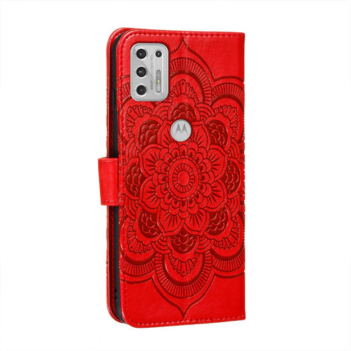 Lemaxelers Para Moto G Stylus 2021 Funda Flip Premium Wallet Ld: Mándala Rojo.