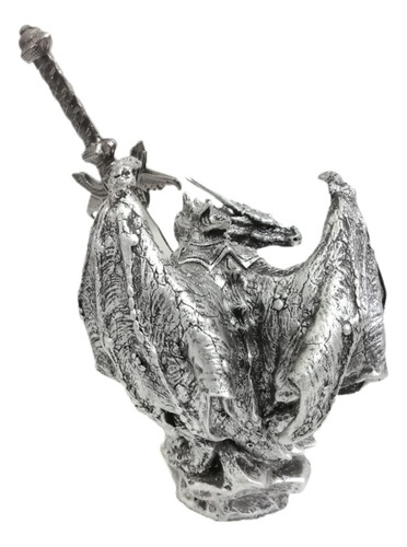 4 Figuras De Dragon Medieval Con Espada De Acero Inoxidable