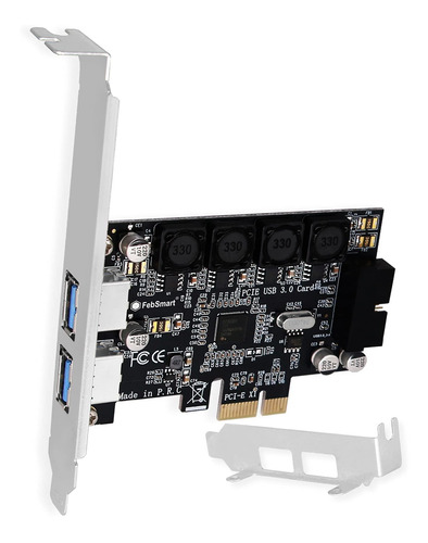 Febsmart 1x 19pin Usb 3.0 Idc Header Y 2x Usb-a Ports-pcie U