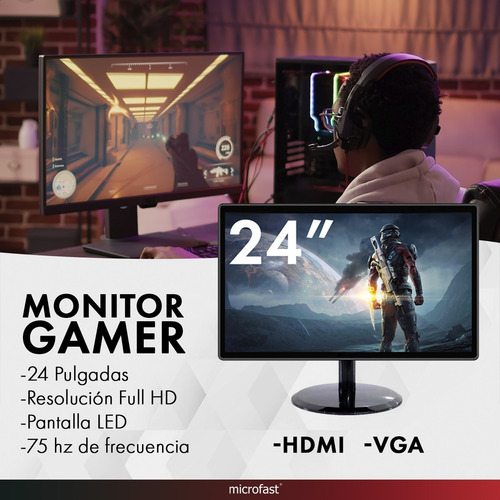 Imagen 2 de 7 de Monitor Gamer Pantalla Led Pc Computadora 75hz Hdmi Vga Fhd