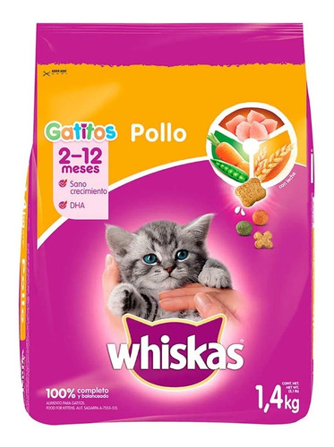 Alimento Whiskas Gatito Sabor Pollo Bolsa 1.4 Kg 2-12 Meses