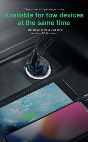 Carregador de carro Baseus Usb A+ Usb C 40w, carregamento rápido, cor de entrega, preto