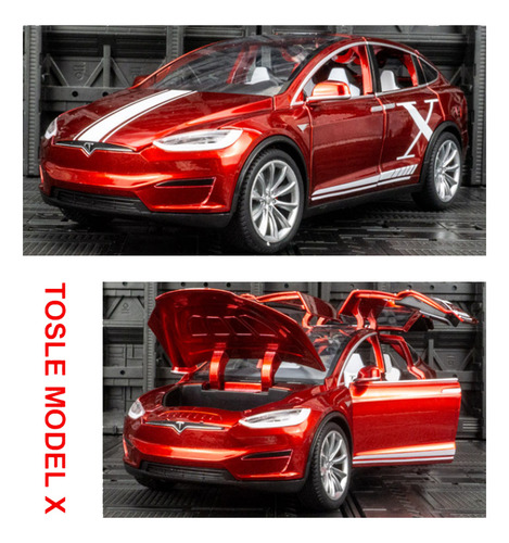 Coches De Metal En Miniatura Tesla Model X Con Luces Y Sonid