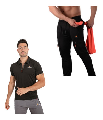 Conjunto! Chomba Hombre Lycra +pantalon Cargo Bolsillos