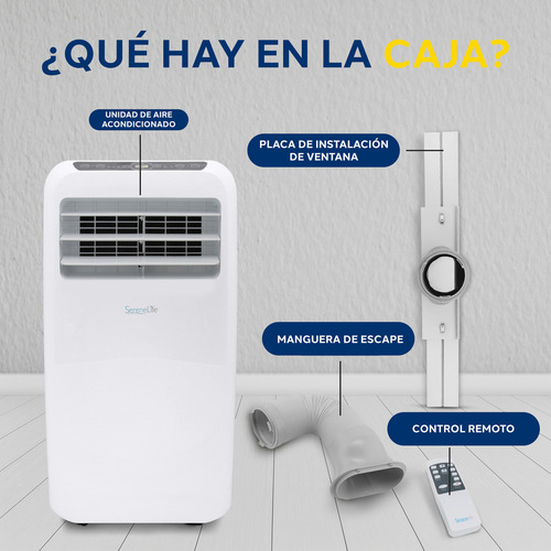 Aire Acondicionado Portátil 12000Btu Serenelife Con Deshumidificador Para Espacios De Hasta 50 M2 Incluye Control Remoto Y Kit De Montaje