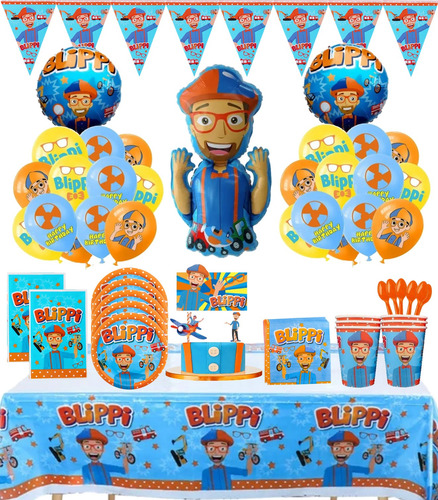 Pack Full Cumpleaños Globos Blippi Cotillon X10