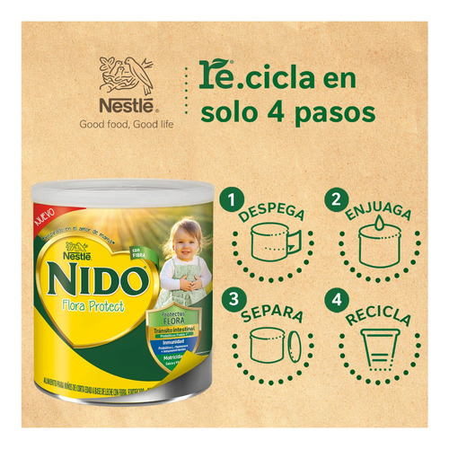 Alimento Niños De Corta Edad Nido Flora Protect 1 Lata 1.6kg A Base De Leche En Polvo