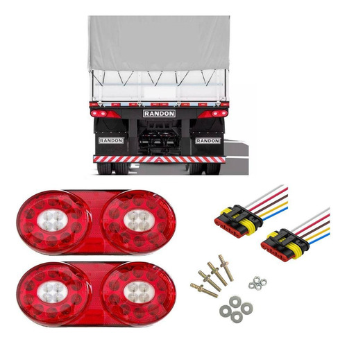 Kit Lanternas Traseira Carreta Randon Led 2013 Com Chicotes