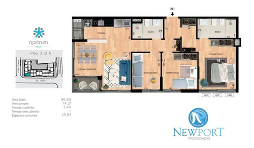 Imagen 5 de 14 de Venta Apartamento De 3 Domitorios Y 2 Baños En Malvín A Estrenar!