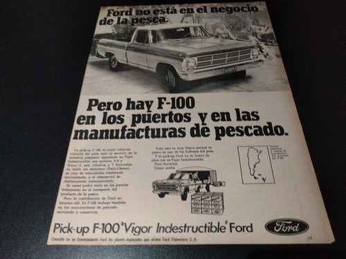 (pa439) Publicidad Clipping Pickup Ford F-100 * 1970