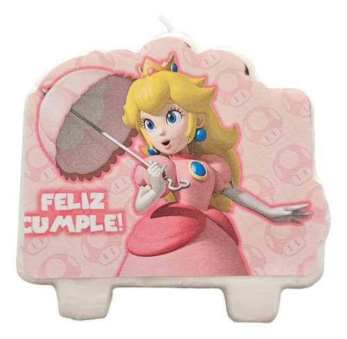 Vela Princesa Peach Cotillón Cumpleaños Mario Bros 