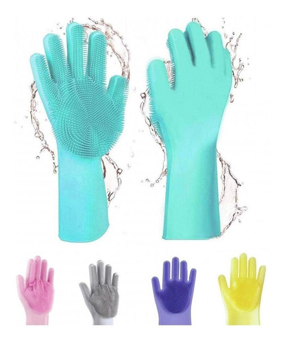 Guantes De Silicona Cepillo Para Lavar Loza, Baño, Aseo