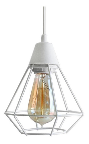 Imagen 5 de 10 de Lampara Colgante Vintage 1 Luz Jaula Diamante 15cm Ferrolux