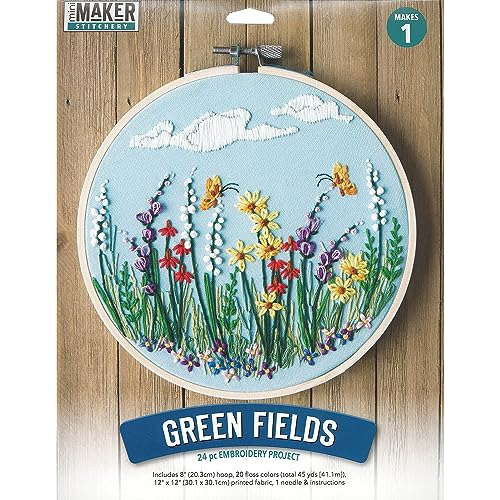 Kit De Bordado  Green Fields  De 8 Pulgadas, Kits De Pu...