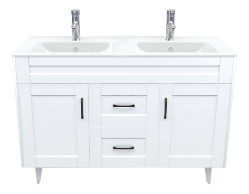 Mueble Vanitorio Deluxe Termolaminado P 120cm Doble Blanco