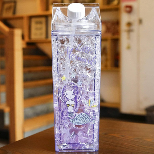 Vaso Botella Para Agua Acrilico Hidrogel Con Popote 550ml