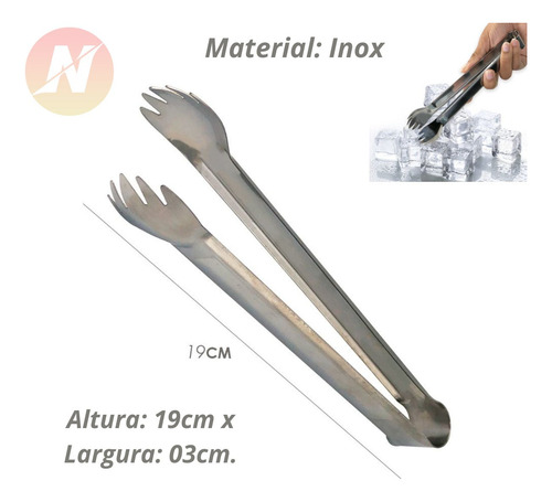 Pegador Gelo Inox Multiuso Carnes Frios Drinks Macarrão