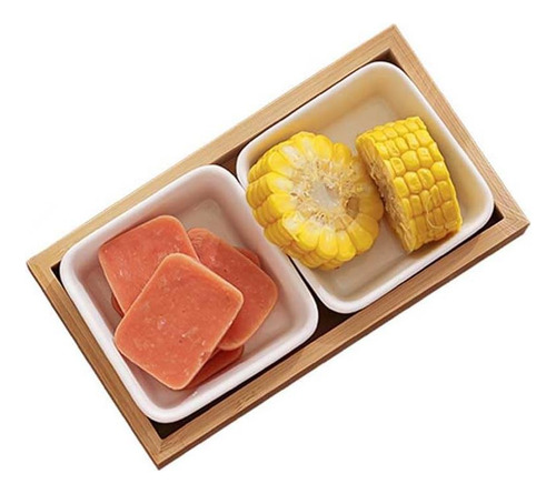 Bamboo Dividido Para Servir Plato 2 Bandeja De Comparación