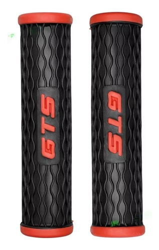 Manopla Punho De Bicicleta Mtb Borracha Cores Gts Cor Preto/vermelho