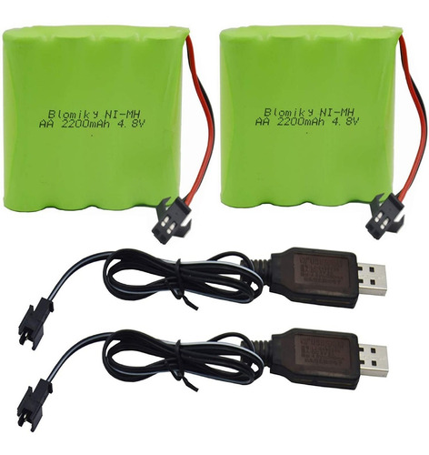 Baterías De Ni-cd De 4.8v 2200mah 2 Cables De Cargador Usb