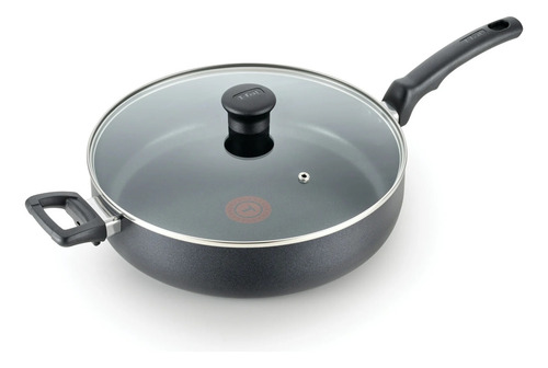 Sarten Hondo Con Tapa Tfal 30cm Anti-adherente Gigante 5qt. Color Negro