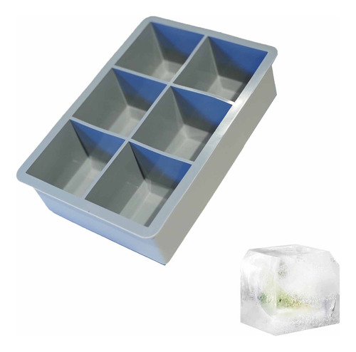 Cubetera De Silicona Xl Ionify Para 6 Cubos De Hielo Color Gris