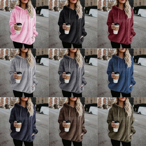 Sudadera Con Capucha De Polar Holgada De Manga Larga