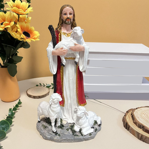 Figura De Jesús Sosteniendo Un Cordero De 20 Cm, Colección