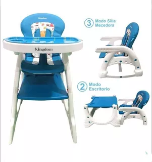 Silla De Comer Para Bebe Con Funcion Mecedora Color Azul Silla de comer 4 en 1