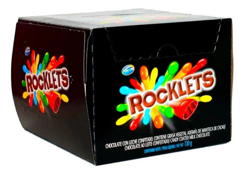 Caja Chocolate Rocklets Arcor Confitados Con Leche Dulces