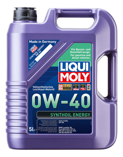 Óleo de motor Liqui Moly gasolina diesel gnc 0W-40 para carros, picapes e suvs de 1 unidade