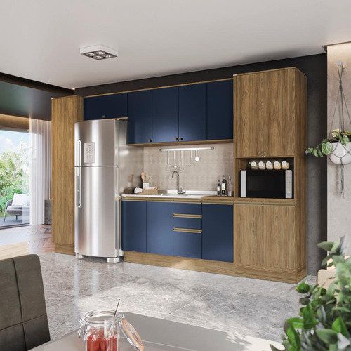 Cozinha Modulada Celeste Kappesberg 100% Mdf Azul 8 Peças