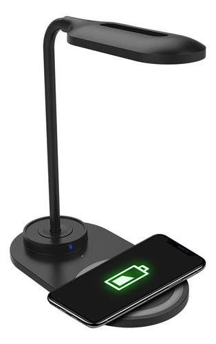 Base Cargador Celular Inalambrico Stf Con Lampara Led Color Negro