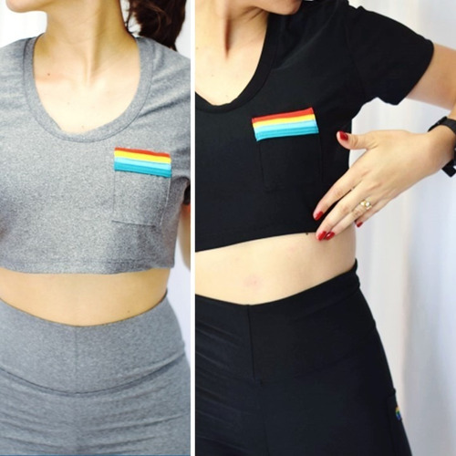 Polera Crop Deportiva Y Casual Bolsillo Liso (9 Colores)