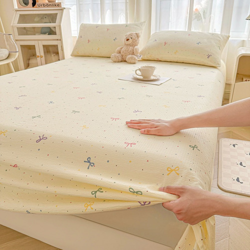 Juego De Sábanas A Doble Capa Estilo Crema 120*230cm