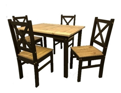 Juego De Comedor 4 Sillas Madera Maciza Mexicana - Rustico -