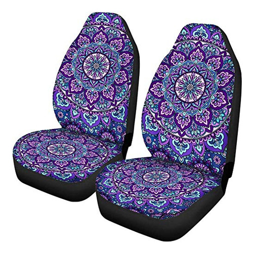 Instantarts 2 Pcs Mandala Car Seat Covers Boho Lotus Print F