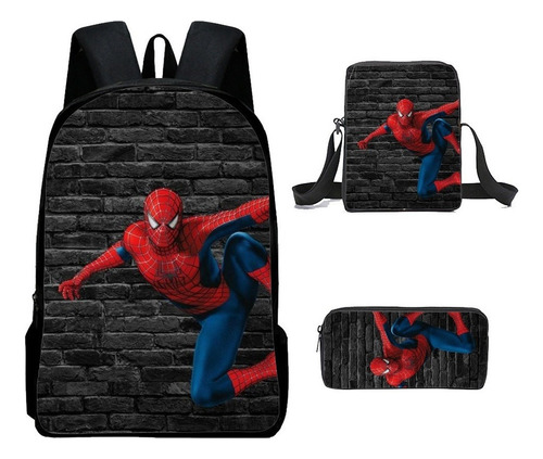 Mochila Spiderman 3 Piezas For Escuela, Moda Y Cine