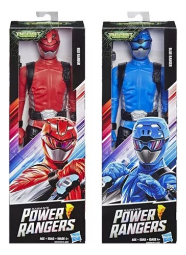 Set Figura Power Rangers Rojo + Power Ranger Azul 30 Cms
