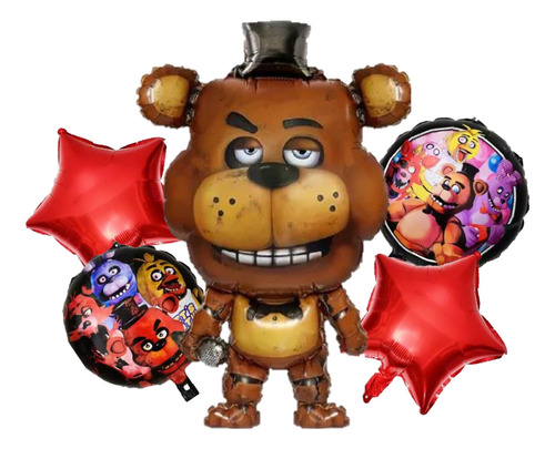 Set 5 Globos Metalicos Five Nights At Freddys Decoracion Marrón Freddyfazbear