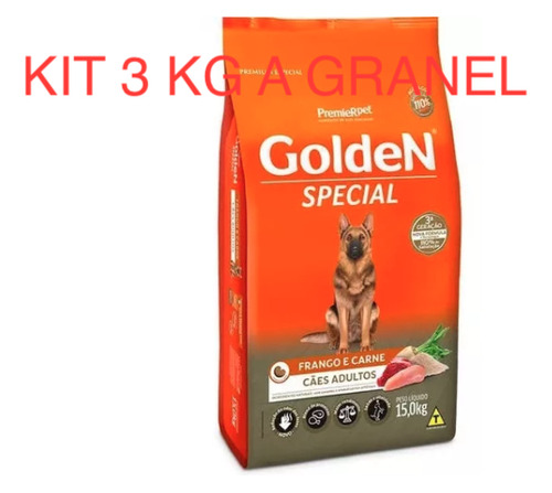 Kit 3 Kg Ração A Granel Golden Special Adultos Frango Carne