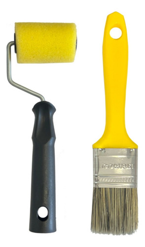 Kit Pintura Rolinho 5cm + Trincha 1 1/2 Compel Rolo Pincel