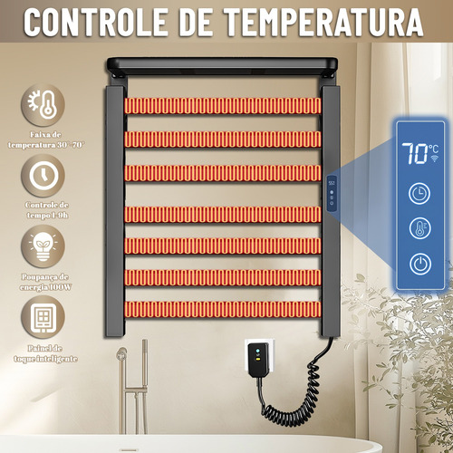 Toalheiro Elétrico Com Controlo De Temperatura E Prateleira