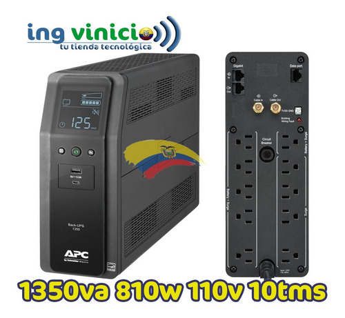 Imagen 2 de 7 de Ups Apc Br1350m2-lm 1350va 1.35kva 810w 10 Tomas Lcd Coaxial