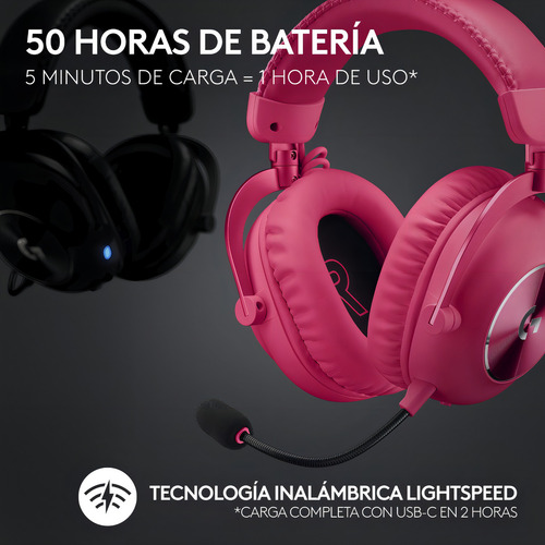 Audífonos Inalámbricos Logitech G Pro X 2 Lightspeed Magenta Color Rosa