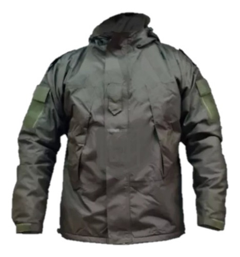 Campera Tactica Softshell Impermeable Capucha Hombre Policia