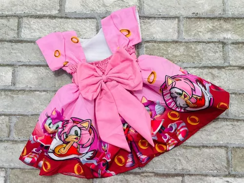 Vestido Sonic Amy Rose Menina Infantil Tematico