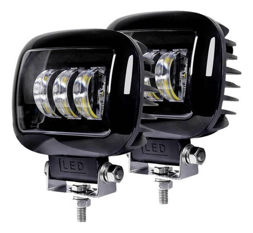 Nlpearl 1 Par Faros Cuadrado 3 Led 5'' 30w Lupa 6d Moto