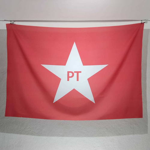 Bandeira Partido Dos Trabalhadores Pt Em Tecido Grande 